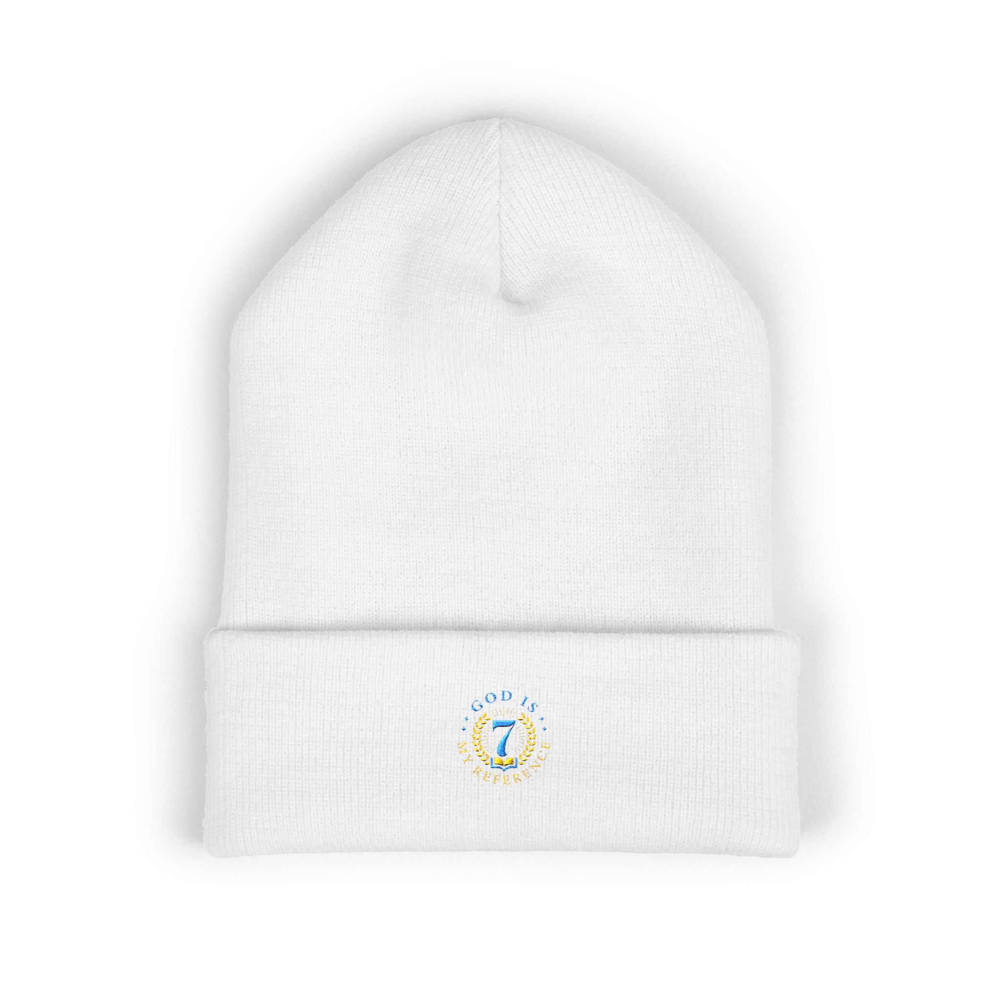 Embroidered "7" Floral Cuffed Beanie — Cute Pastel Birthday Knit Hat
