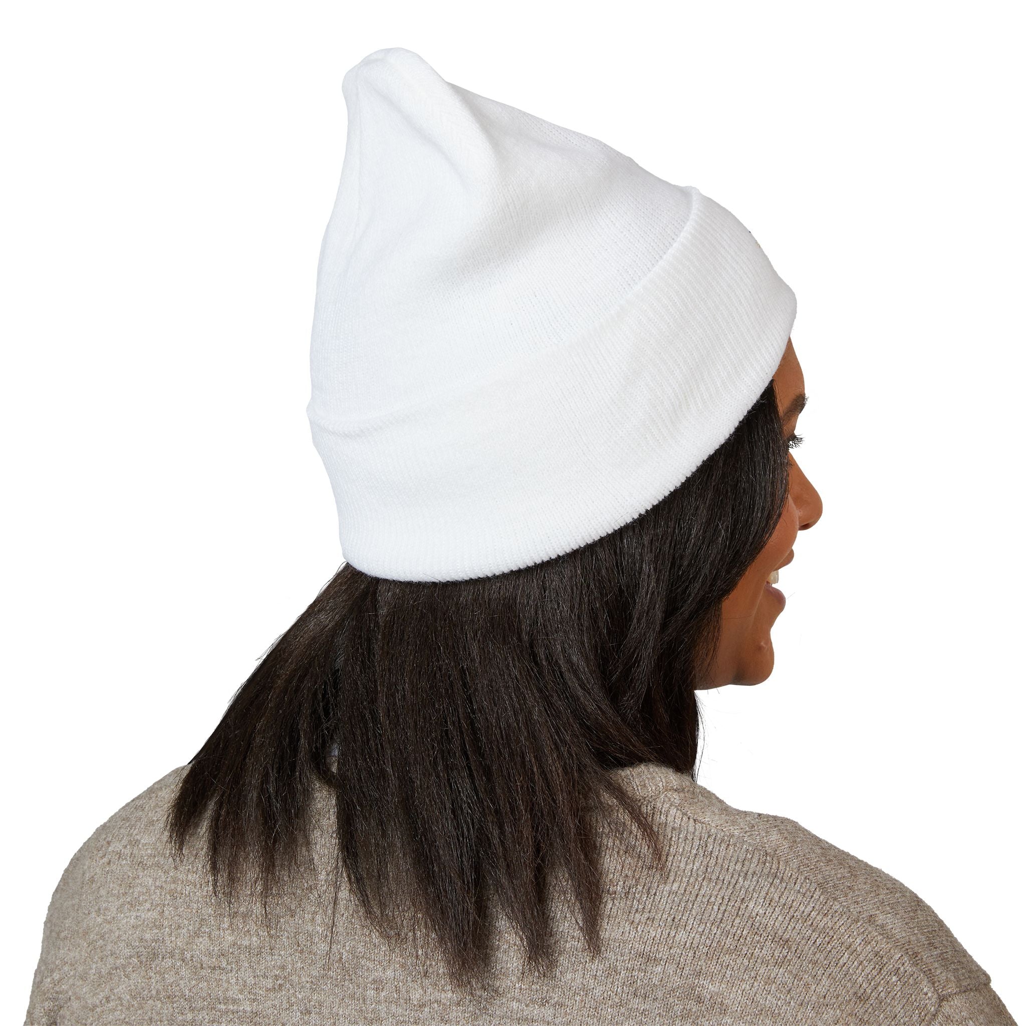 Embroidered "7" Floral Cuffed Beanie — Cute Pastel Birthday Knit Hat