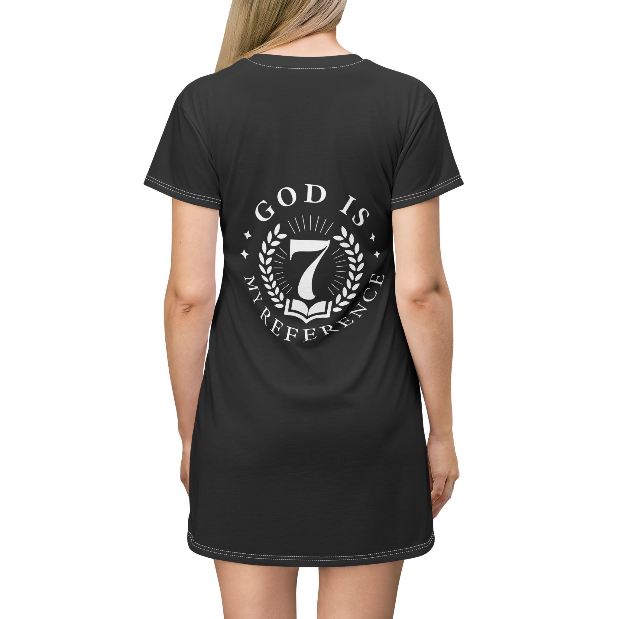 Inspirational T-Shirt Dress — "It's a New Day" Front & "God Is My Reference" Back
