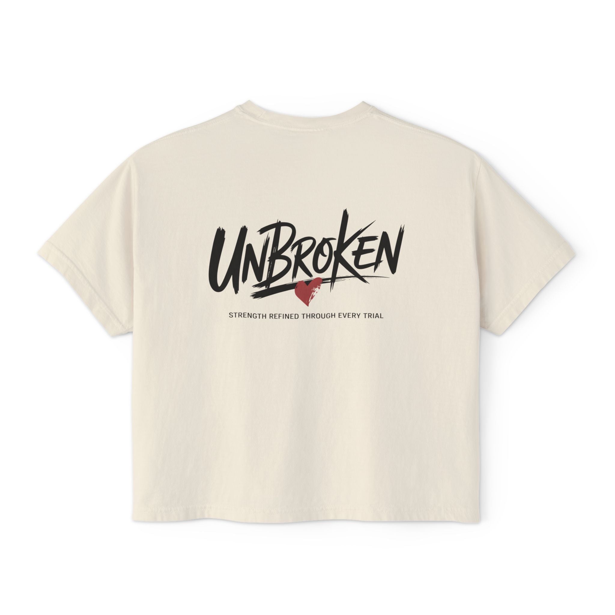 Unbroken Women's Boxy Tee — Inspirational Graphic Crop T‑Shirt