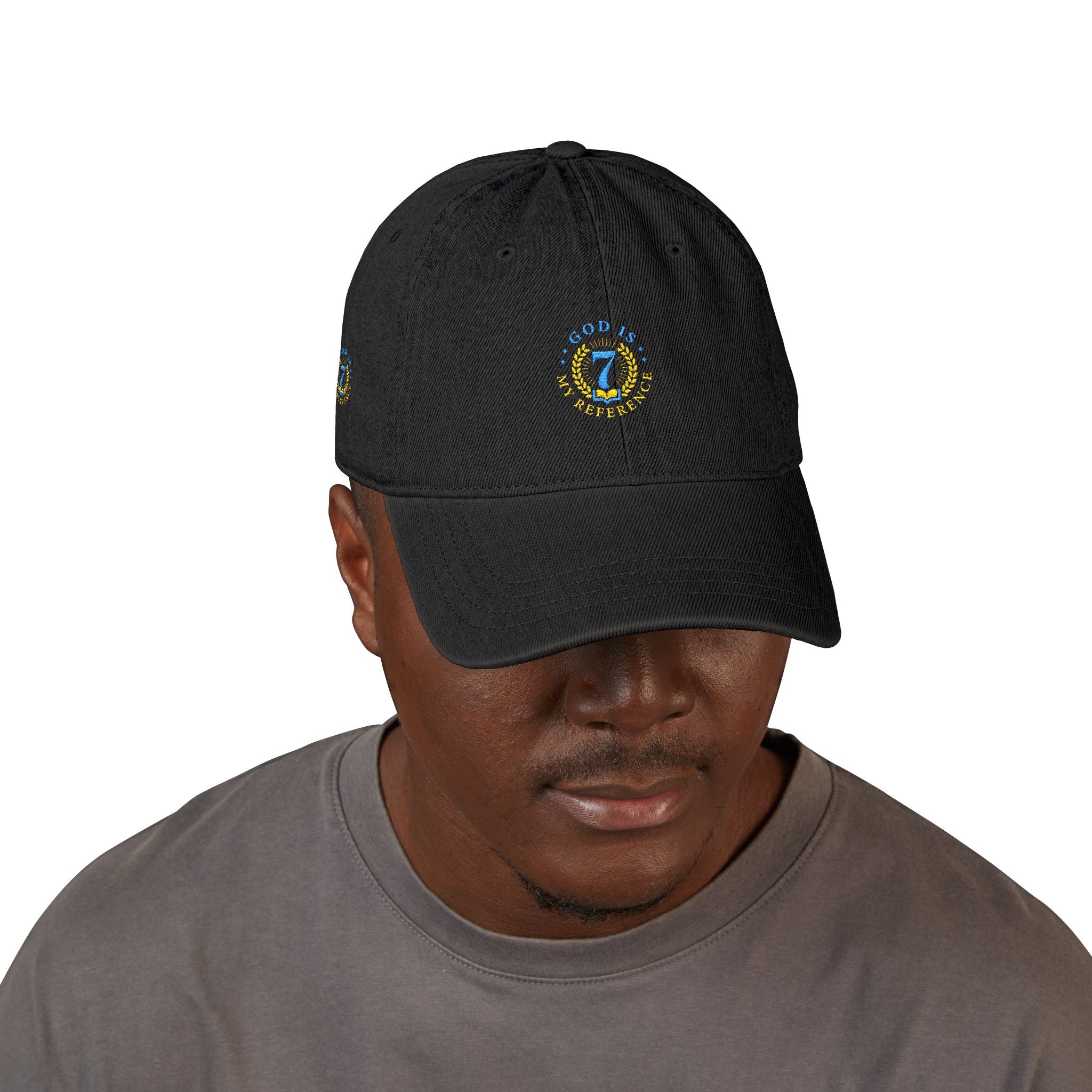 Embroidered Denim Hat, Customizable Baseball Cap for Daily Wear, Vintage Look, Adjustable Strap, 100% Cotton, Unstructured, Low-Profile,