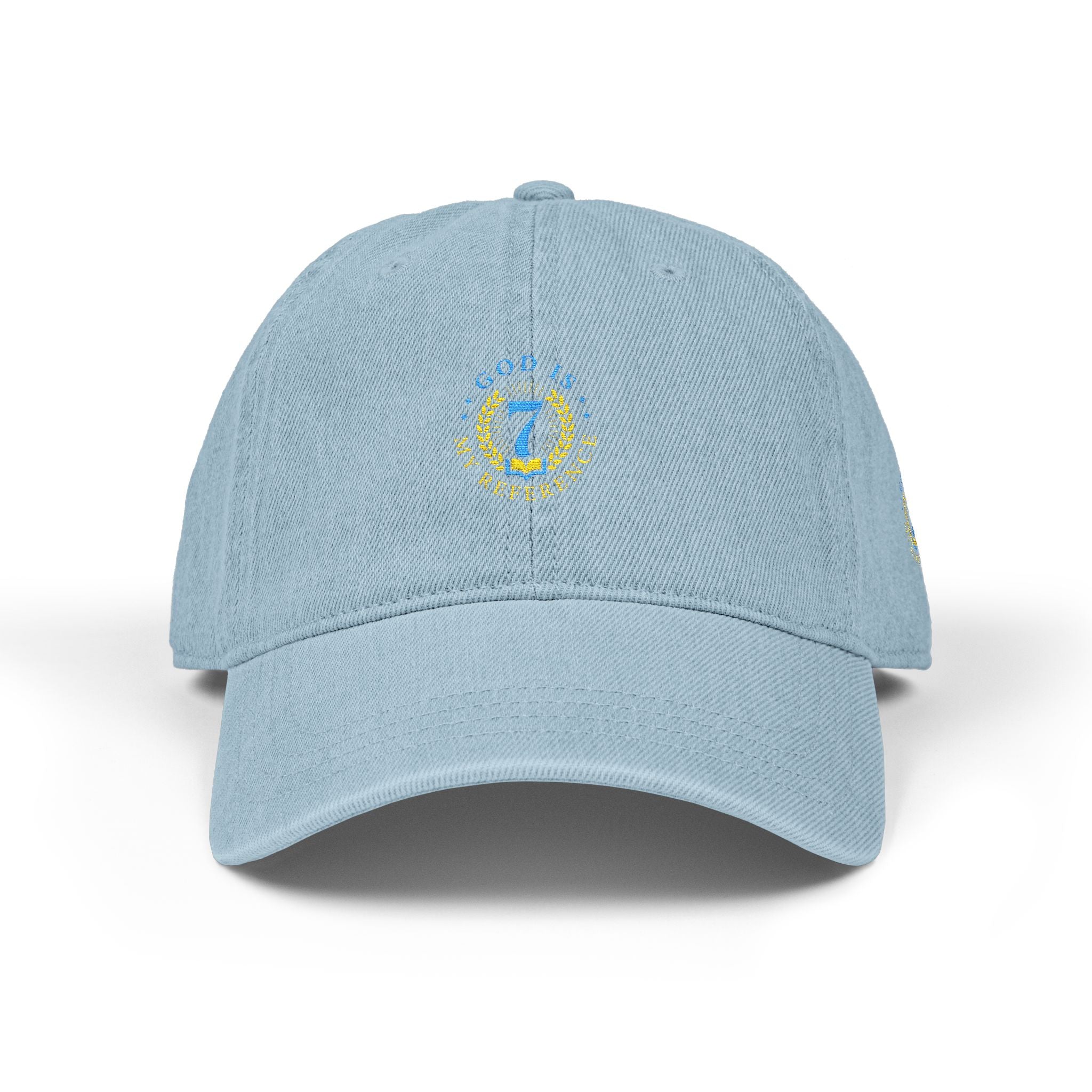 Embroidered Denim Hat, Customizable Baseball Cap for Daily Wear, Vintage Look, Adjustable Strap, 100% Cotton, Unstructured, Low-Profile,