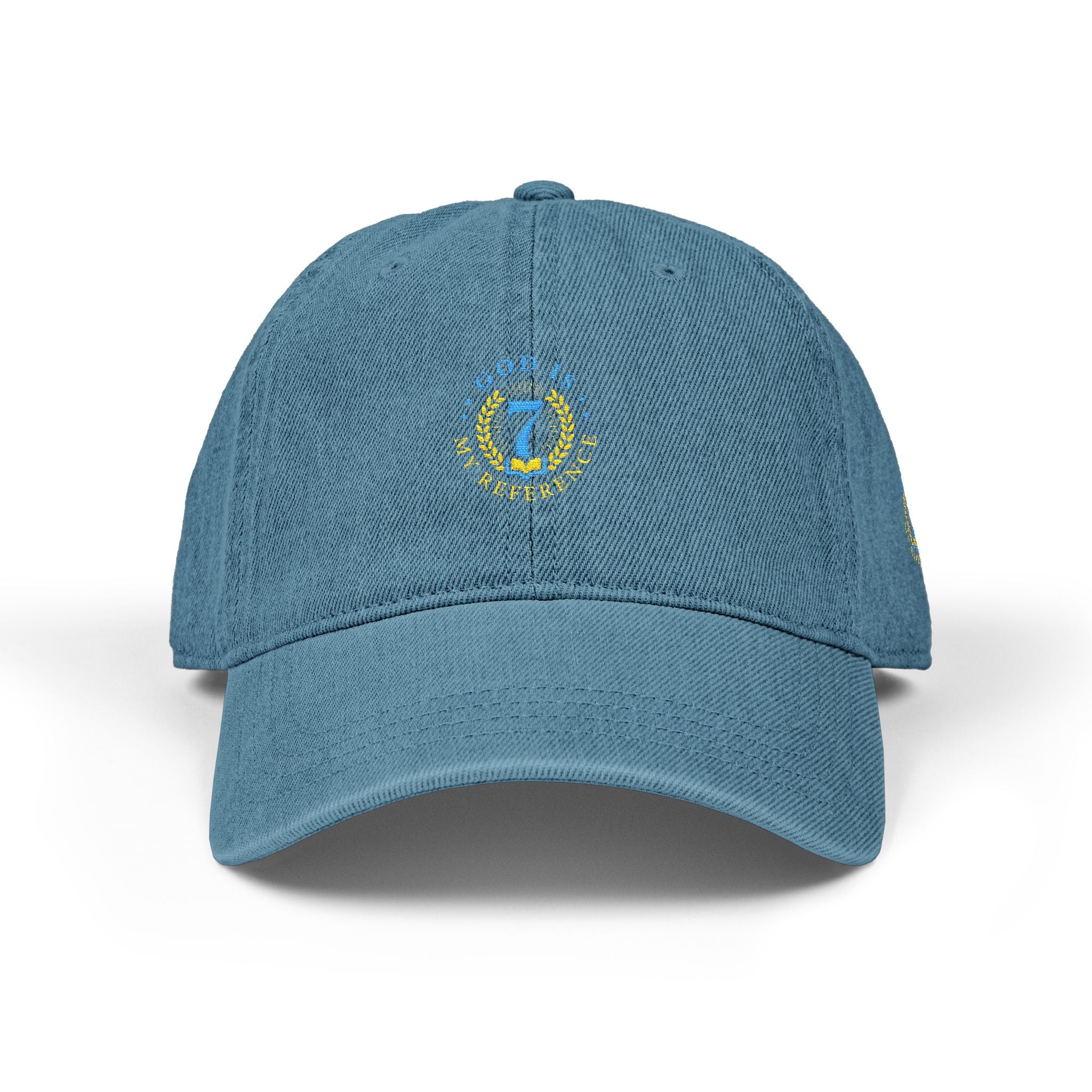 Embroidered Denim Hat, Customizable Baseball Cap for Daily Wear, Vintage Look, Adjustable Strap, 100% Cotton, Unstructured, Low-Profile,