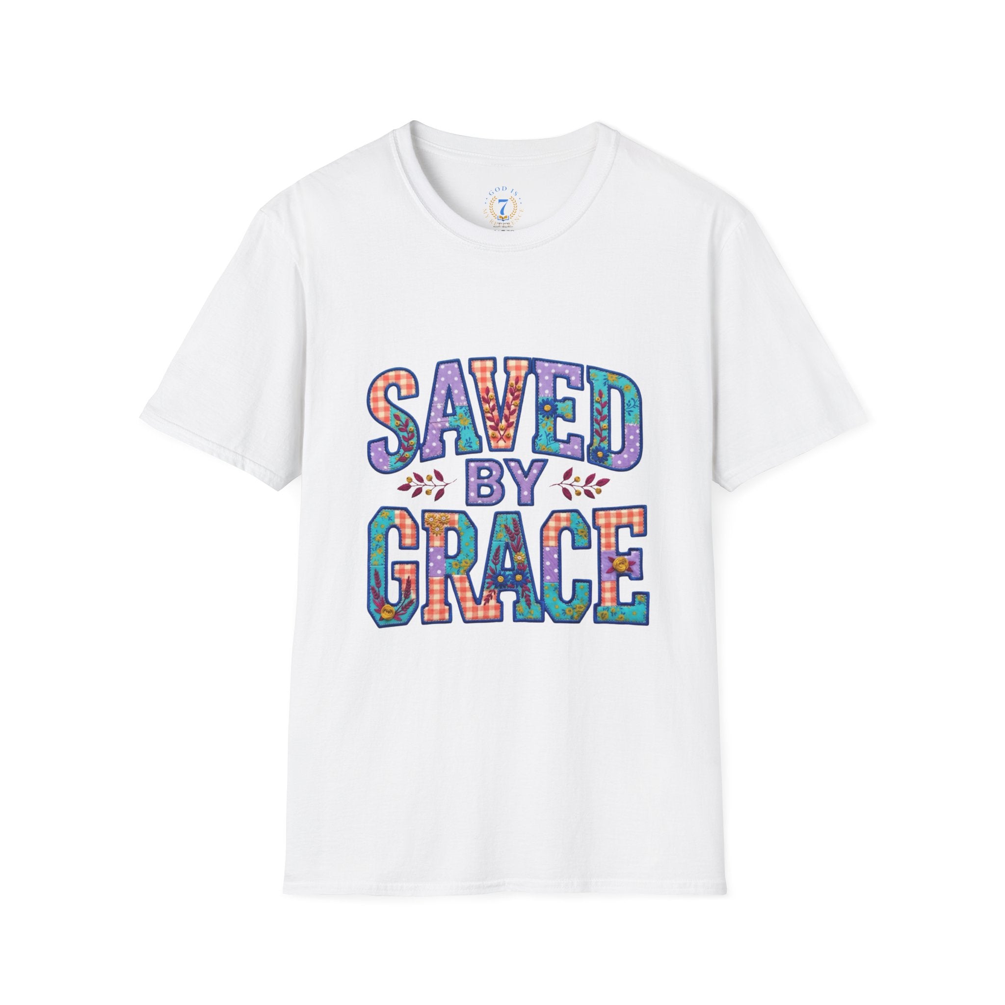 Saved by Grace T-Shirt — Floral Christian Faith Tee