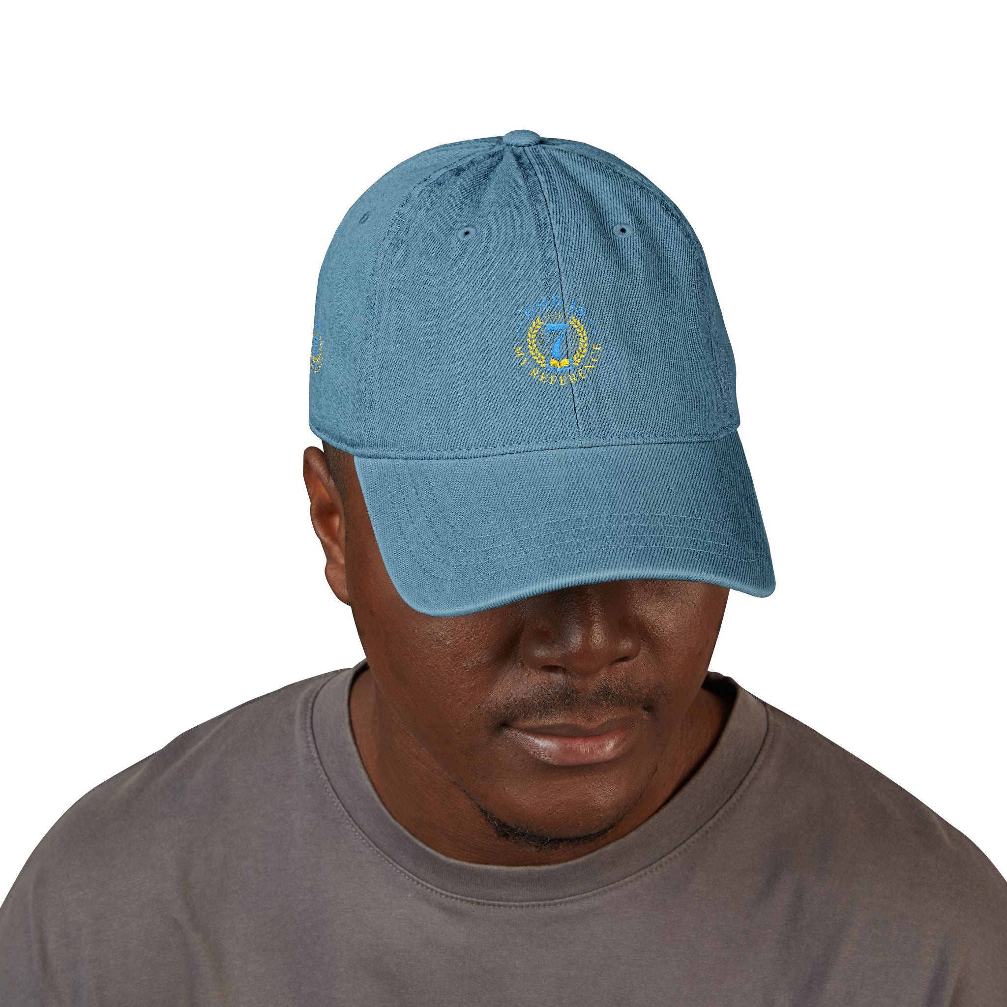 Embroidered Denim Hat, Customizable Baseball Cap for Daily Wear, Vintage Look, Adjustable Strap, 100% Cotton, Unstructured, Low-Profile,