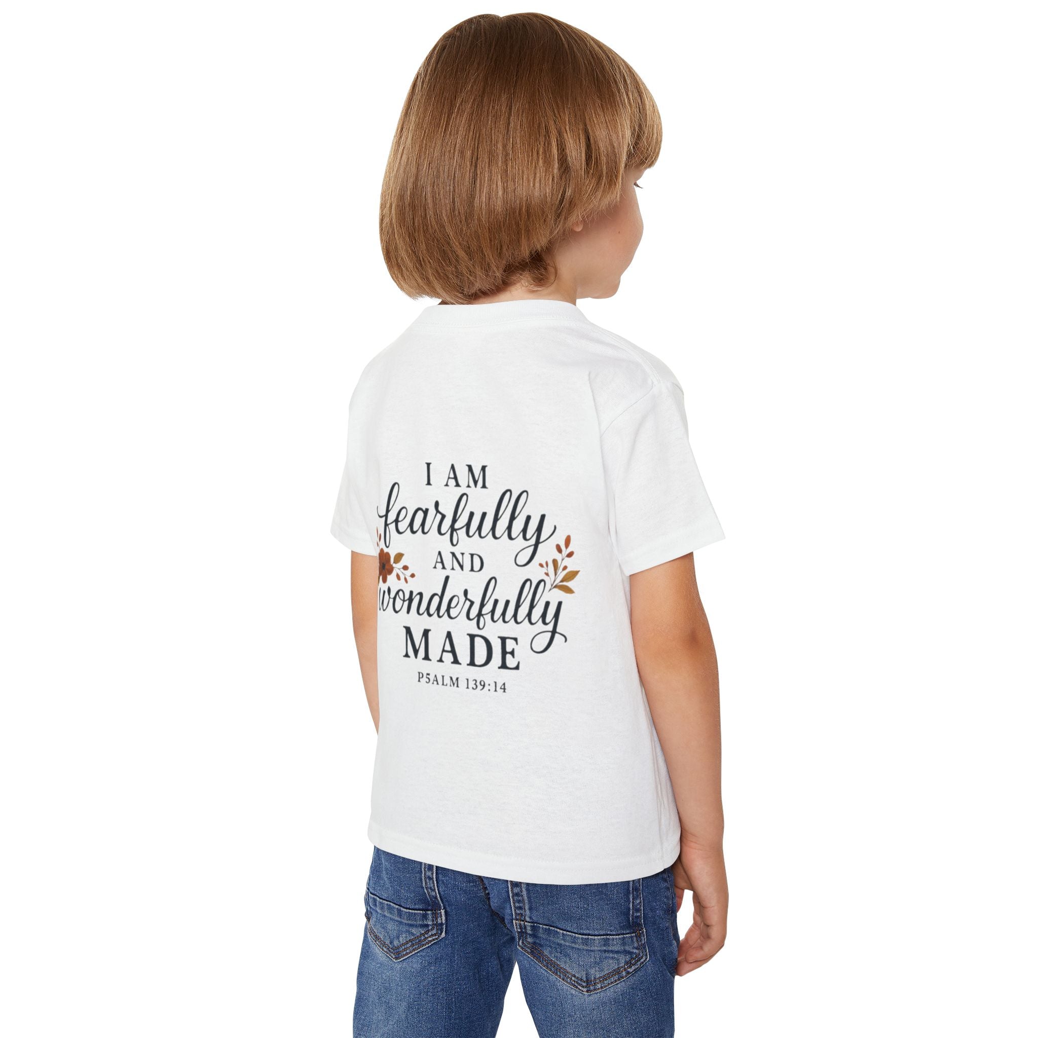 Heavy Cotton Toddler T-shirt, Soft and Stylish Tee for Eco-conscious Kids, Gildan 5100P, Soft Rib Collar, Comfort Fit, White Color Variant,