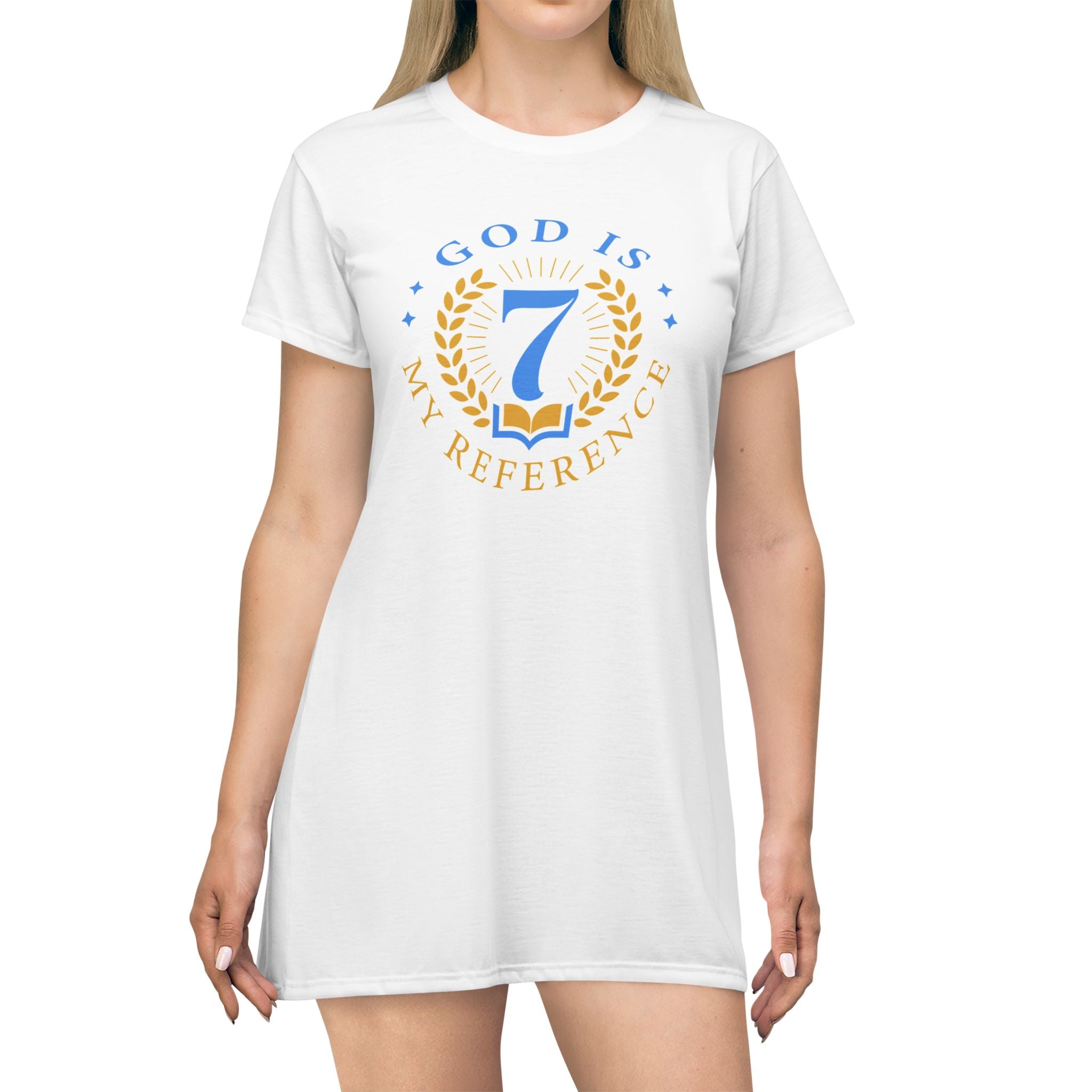 Faith-Inspired T-Shirt Dress — "God Is My Reference" Christian Graphic Dress