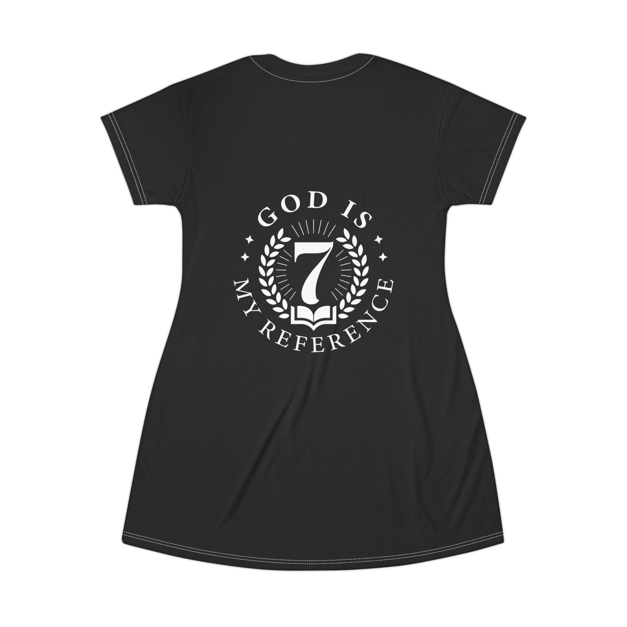 Inspirational T-Shirt Dress — "It's a New Day" Front & "God Is My Reference" Back