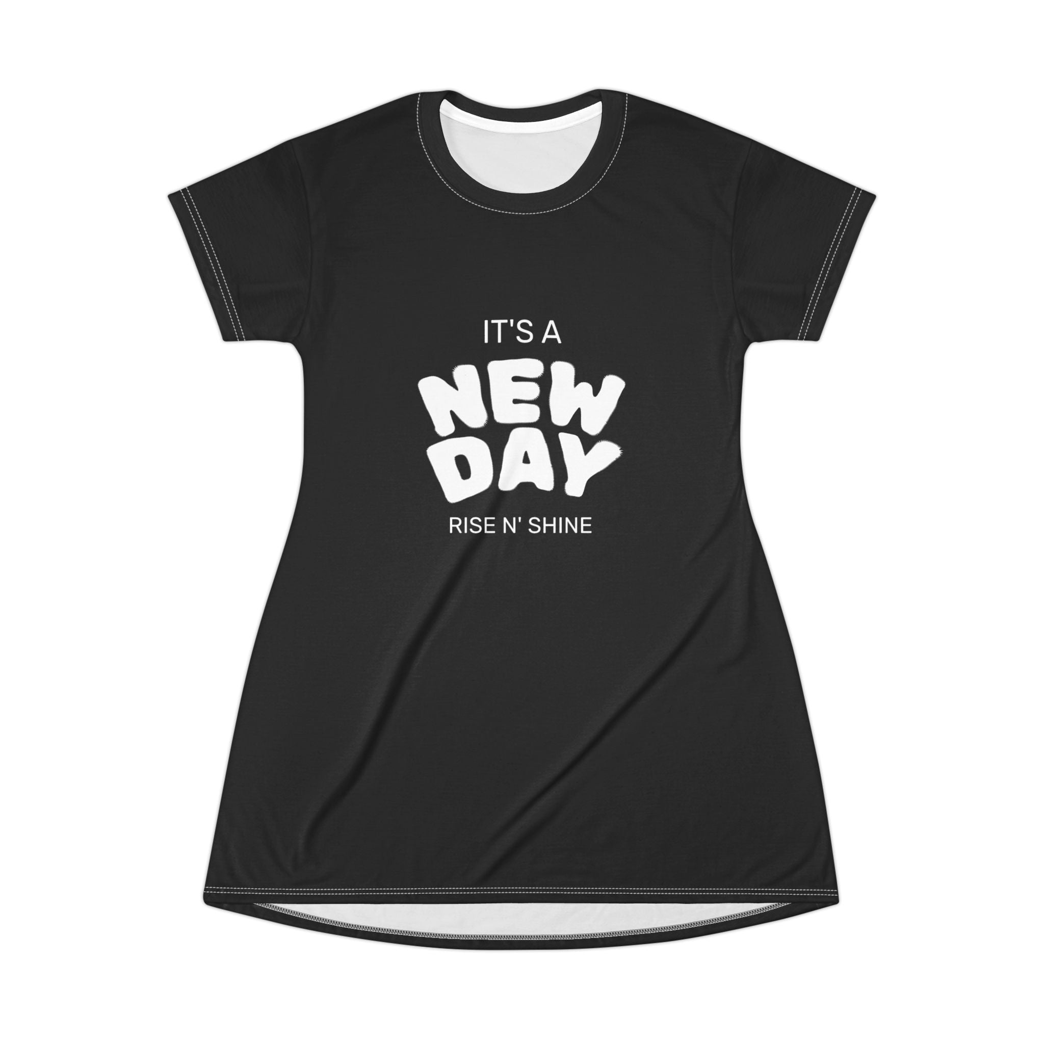 Inspirational T-Shirt Dress — "It's a New Day" Front & "God Is My Reference" Back