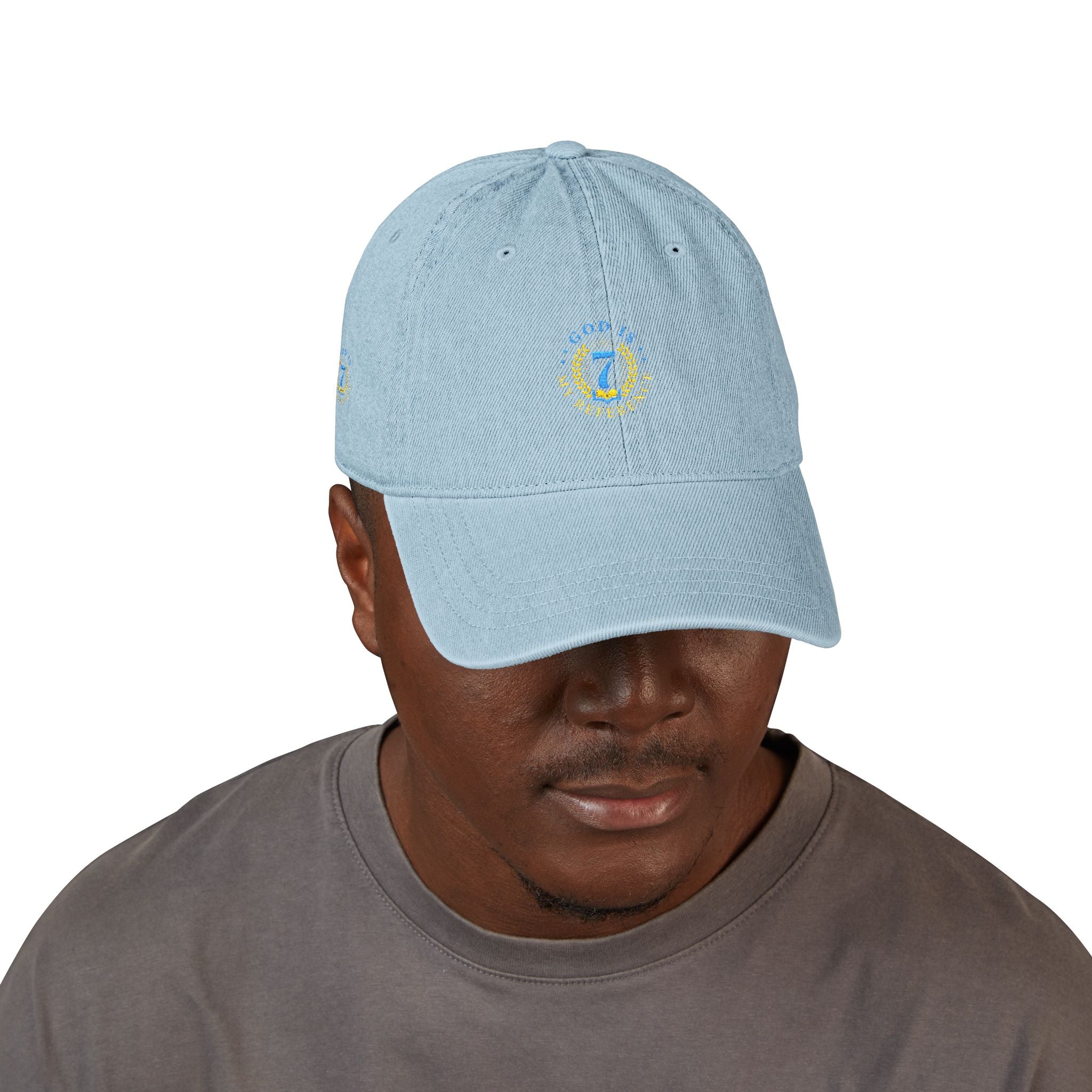 Embroidered Denim Hat, Customizable Baseball Cap for Daily Wear, Vintage Look, Adjustable Strap, 100% Cotton, Unstructured, Low-Profile,